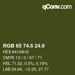 カラーコード: RGB 65 74.6 24.6 | qconv.com
