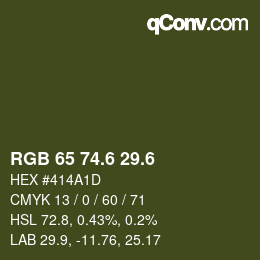 カラーコード: RGB 65 74.6 29.6 | qconv.com