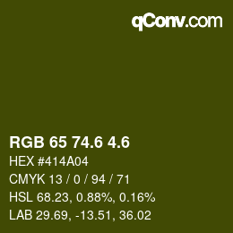 カラーコード: RGB 65 74.6 4.6 | qconv.com