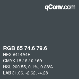 カラーコード: RGB 65 74.6 79.6 | qconv.com