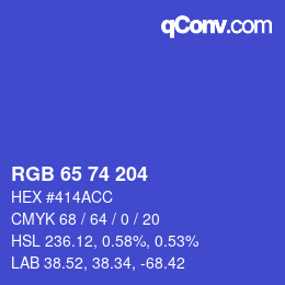 カラーコード: RGB 65 74 204 | qconv.com