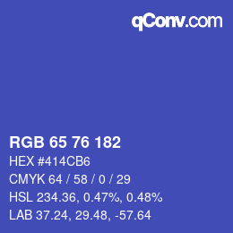 Color code: RGB 65 76 182 | qconv.com