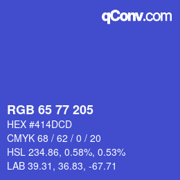 Color code: RGB 65 77 205 | qconv.com
