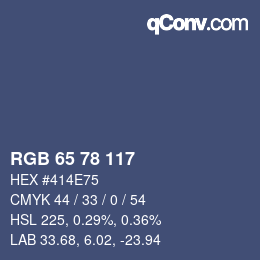 颜色代码: RGB 65 78 117 | qconv.com