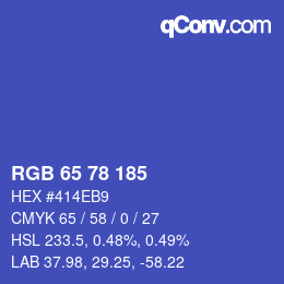 カラーコード: RGB 65 78 185 | qconv.com