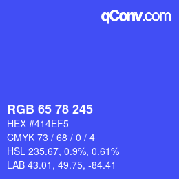 カラーコード: RGB 65 78 245 | qconv.com
