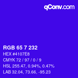 Color code: RGB 65 7 232 | qconv.com