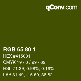 カラーコード: RGB 65 80 1 | qconv.com