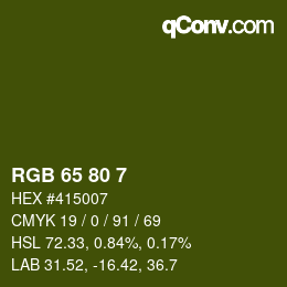 Color code: RGB 65 80 7 | qconv.com