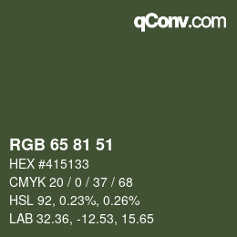 Farbcode: RGB 65 81 51 | qconv.com
