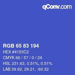 Color code: RGB 65 83 194 | qconv.com
