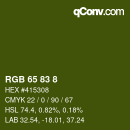 カラーコード: RGB 65 83 8 | qconv.com
