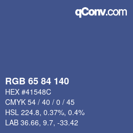 カラーコード: RGB 65 84 140 | qconv.com