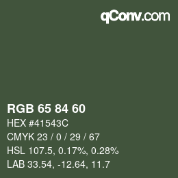 カラーコード: RGB 65 84 60 | qconv.com