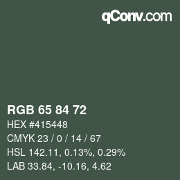 Code couleur: RGB 65 84 72 | qconv.com