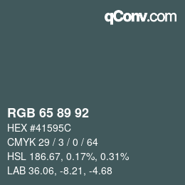 カラーコード: RGB 65 89 92 | qconv.com