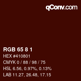 カラーコード: RGB 65 8 1 | qconv.com