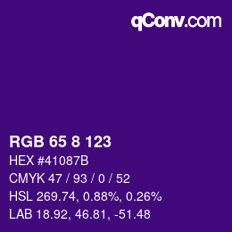 カラーコード: RGB 65 8 123 | qconv.com