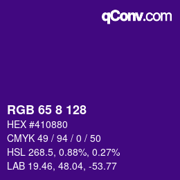 Color code: RGB 65 8 128 | qconv.com