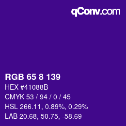 カラーコード: RGB 65 8 139 | qconv.com