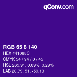 颜色代码: RGB 65 8 140 | qconv.com