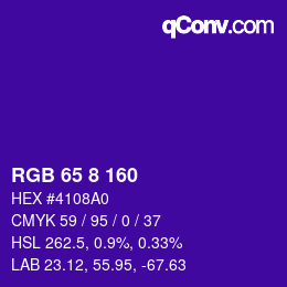 Color code: RGB 65 8 160 | qconv.com
