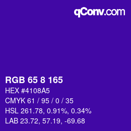 カラーコード: RGB 65 8 165 | qconv.com