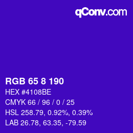 Color code: RGB 65 8 190 | qconv.com