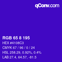 Color code: RGB 65 8 195 | qconv.com