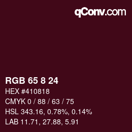 カラーコード: RGB 65 8 24 | qconv.com