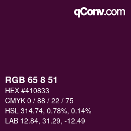 颜色代码: RGB 65 8 51 | qconv.com