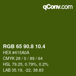 カラーコード: RGB 65 90.8 10.4 | qconv.com