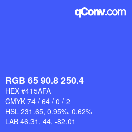 カラーコード: RGB 65 90.8 250.4 | qconv.com