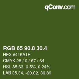 カラーコード: RGB 65 90.8 30.4 | qconv.com