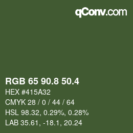 カラーコード: RGB 65 90.8 50.4 | qconv.com