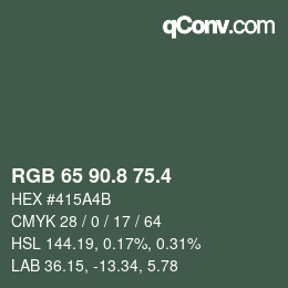 カラーコード: RGB 65 90.8 75.4 | qconv.com