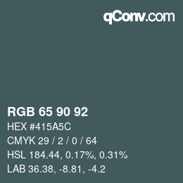 カラーコード: RGB 65 90 92 | qconv.com