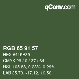 Color code: RGB 65 91 57 | qconv.com