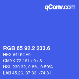 カラーコード: RGB 65 92.2 233.6 | qconv.com
