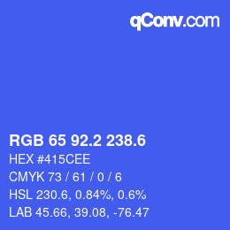 カラーコード: RGB 65 92.2 238.6 | qconv.com