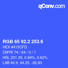 カラーコード: RGB 65 92.2 253.6 | qconv.com
