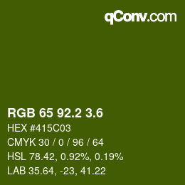 カラーコード: RGB 65 92.2 3.6 | qconv.com