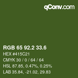 カラーコード: RGB 65 92.2 33.6 | qconv.com