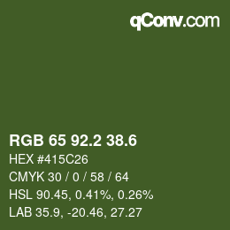 カラーコード: RGB 65 92.2 38.6 | qconv.com