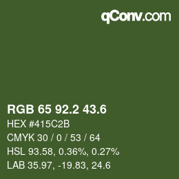 カラーコード: RGB 65 92.2 43.6 | qconv.com