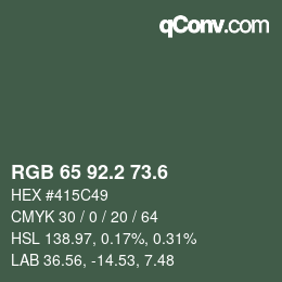 カラーコード: RGB 65 92.2 73.6 | qconv.com