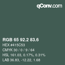 カラーコード: RGB 65 92.2 83.6 | qconv.com