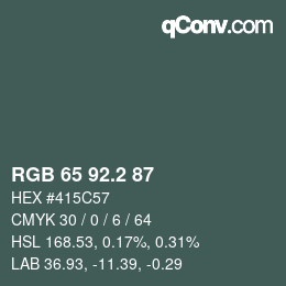 カラーコード: RGB 65 92.2 87 | qconv.com