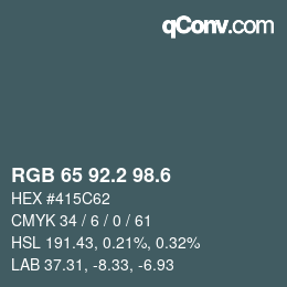 カラーコード: RGB 65 92.2 98.6 | qconv.com