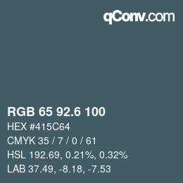 カラーコード: RGB 65 92.6 100 | qconv.com